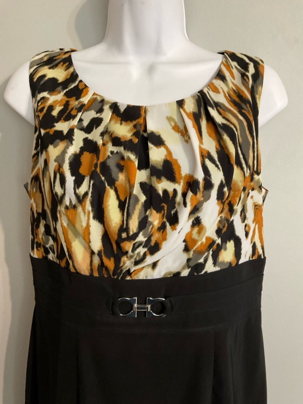 Dressbarn Sleeveless Animal-Print Bodice Midi Sheath Dress Size 10 - Picture 4 of 9